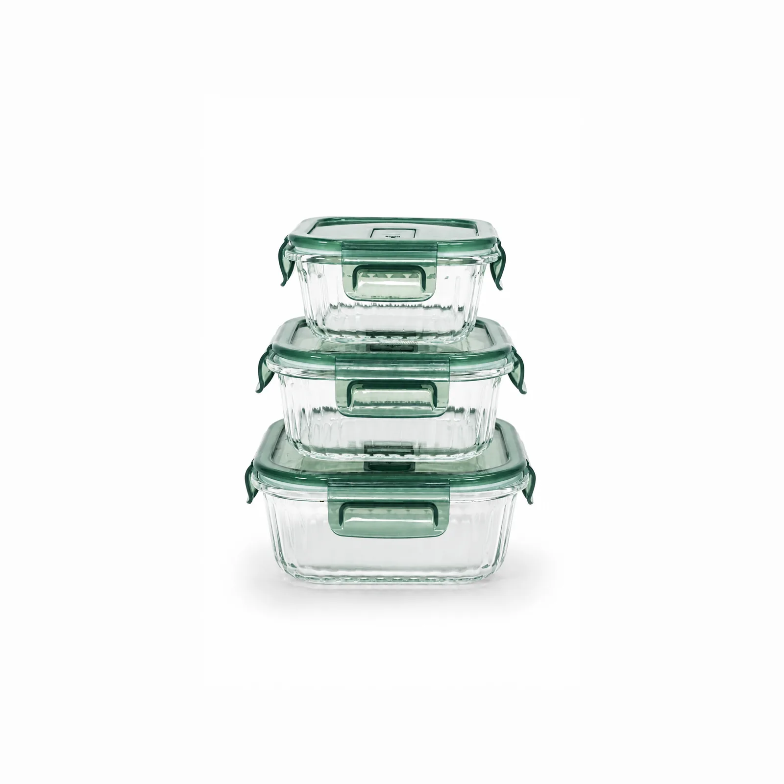 Glass Container, Green Square, 310ml & 525ml & 800ml